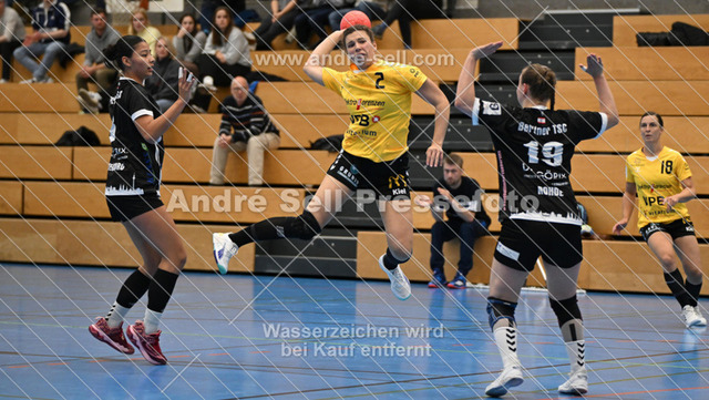 TSV Altenholz vs Berliner TSC | Maria Ranft (TSVA #2) / Ryleene Teodoro (BTSC #3) & Nora Rohde (BTSC #19) - Handball 3. Liga Nord Frauen 2024/2025 / TSV Altenholz vs Berliner TSC / Edgar-Meschkat-Halle / Altenholz / 02.11.24 - Realisiert mit Pictrs.com