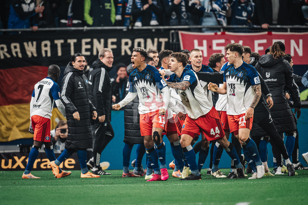 Fußball | Männer | Saison 2025/2026 | 1. Fußball-Bundesliga | 10. Spieltag | Hamburger SV vs. Borussia Dortmund | 08.11.2025 | Torjubel Ransford-Yeboah Königsdörffer (#11, HSV)