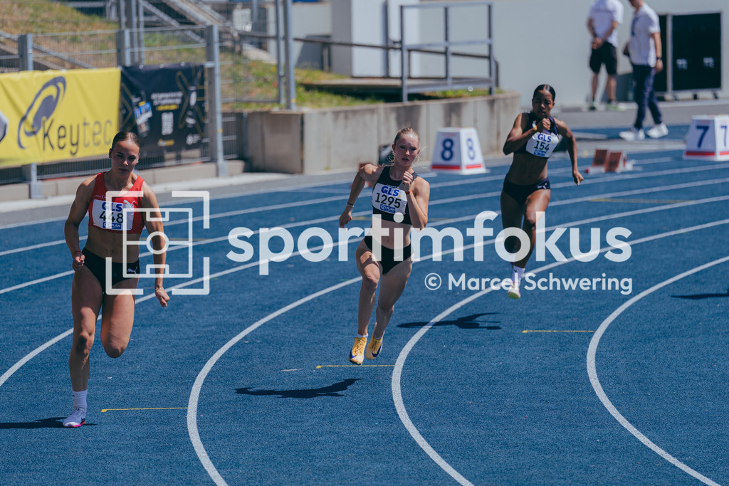 Deutsche Meisterschaften U20 / U16 2026 | Eni Kuske, TSV Zirndorf, 448, Mia Besser, SC DHfK Leipzig, 1295, 200-Meter-Lauf, Halbfinale,  Deutsche Meisterschaften der U20 &amp; U16 2026, Lohrheidestadion Bochum-Wattenscheid, 12.07.2026. Foto: Marcel Schwering / sportimfokus - Realisiert mit Pictrs.com