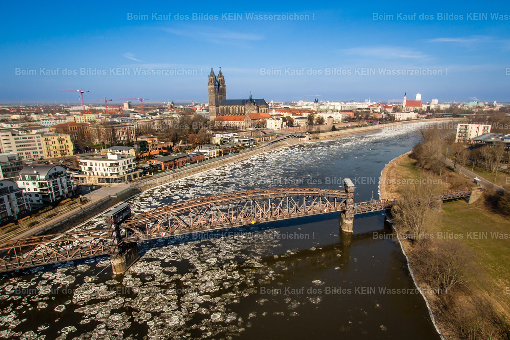 Sternbrücke Dom Eisschollen-8730 | Magdeburg Hubbrücke und Elbe im Winter mit Eisschollen - Realizado com Pictrs.com