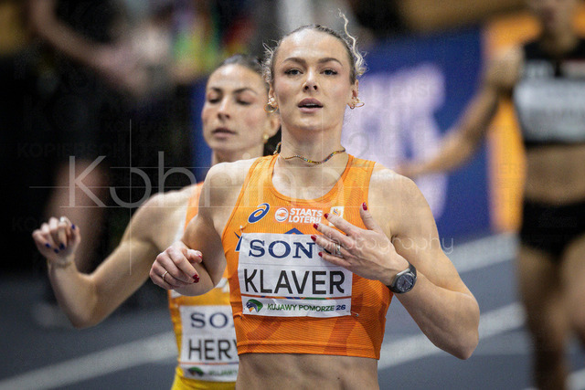 World Athletics Indoor Championships Kujawy Pomorze 26, 20.03.2026 | TORUN, POLAND - MARCH 20: Lieke KLAVER (NED) competes in the women's 400m during the World Athletics Indoor Championships Kujawy Pomorze 26 on day 1 / session 2 at Kujawsko-Pomorska Arena Torun on March 20, 2026 in Torun, Poland. 
