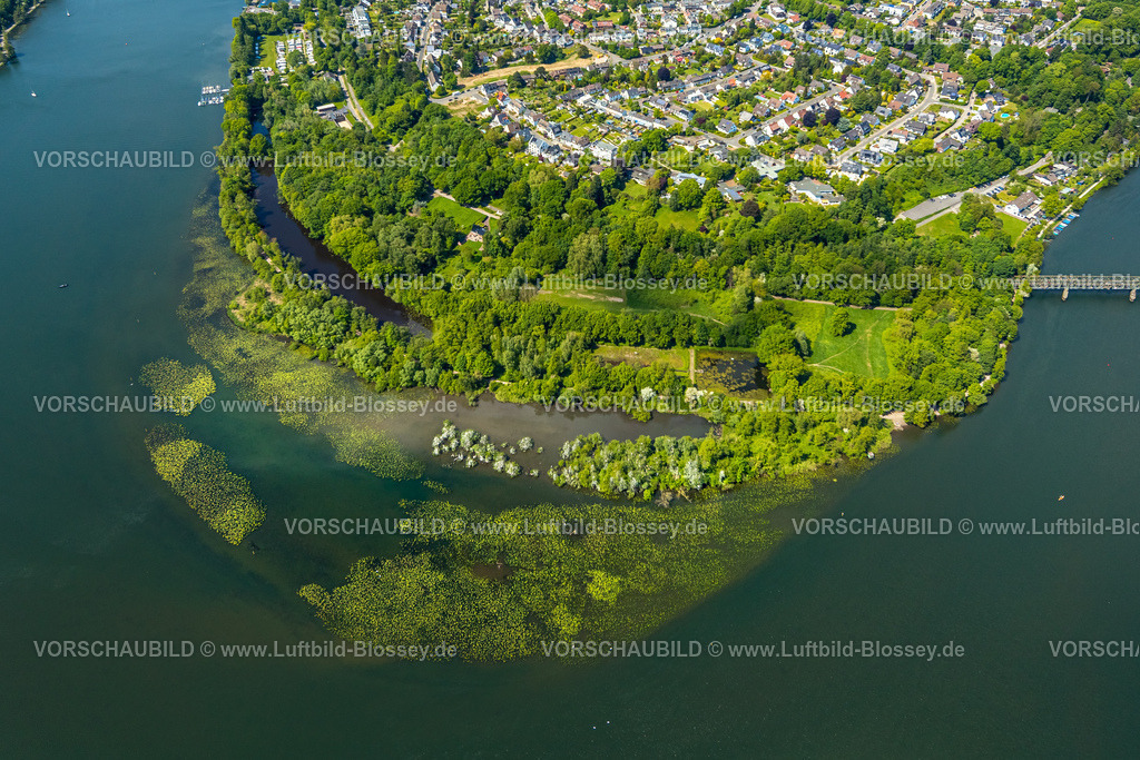 Essen230512025 | Luftbild, Fluss Ruhr Ruhrbogen, Vogelschutzgebiet Heisinger Bogen, Ortsansicht Heisingen, Kupferdreh, Essen, Ruhrgebiet, Nordrhein-Westfalen, Deutschland