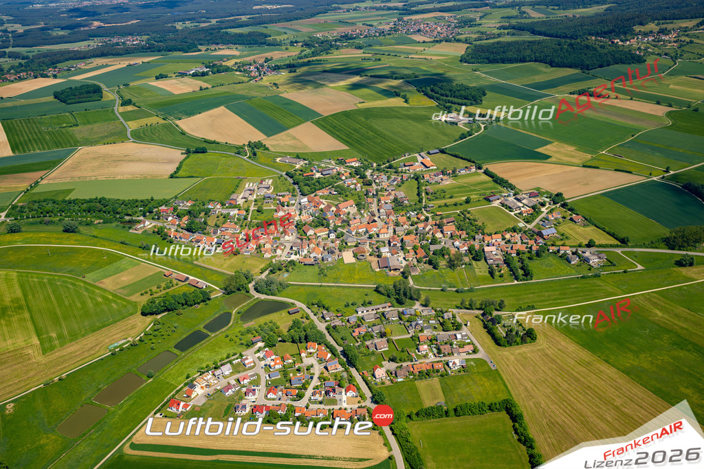 Aktuelles Luftbild von Alfershausen Thalmässing - Die Luftaufnahme wurde 2022 mittels UL-Flugzeug erstellt ( keine Drohne ) - hochauflösende Kamera-Systeme von  Canon -Beste Qualität - Für grossformatige Ausdrucke geeignet. Die Geschenkidee !