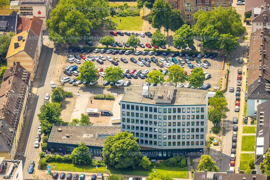 Hattingen250517164 | Luftbild, Finanzamt und Parkplatz, Hattingen, Ruhrgebiet, Nordrhein-Westfalen, Deutschland