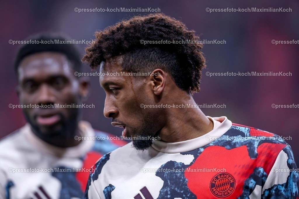 UCL11032502204 | 11.03.2025, Fußball, UEFA Champions League, Bayer 04 Leverkusen - FC Bayern München, Achtelfinale Rückspiel, BayArena, Saison 2024 2025: Kingsley Coman (FC Bayern #11)DFB regulations prohibit any use of photographs as image sequences and or quasi-video.