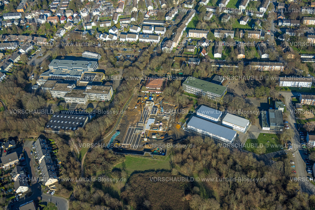 Muelheim230201484 | Luftbild, Baustelle am Schulzentrum Saarn, Saarn, Mülheim an der Ruhr, Ruhrgebiet, Nordrhein-Westfalen, Deutschland