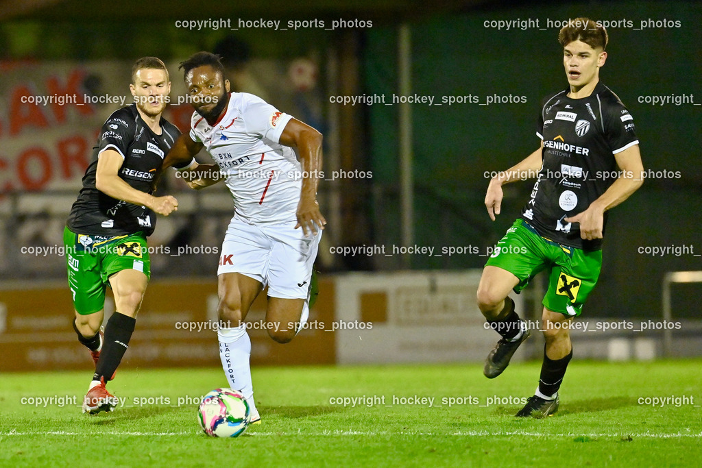 SAK Klagenfurt vs. FC Gleisdorf 09 2.9.2022 | #7 Christoph Gschiel, #77 Ogochukwu Prince Akpomudia, #13 Dragan Smoljan