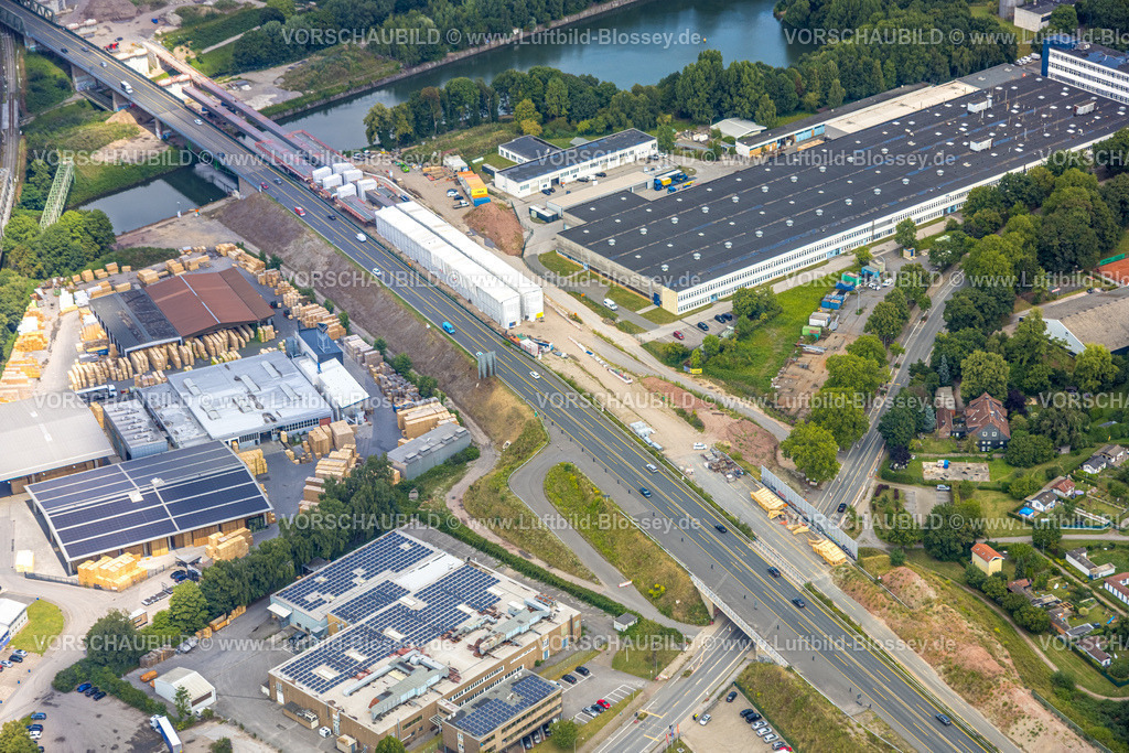 Herne250702913A43 | Luftbild, Großbaustelle Autobahnkreuz Herne mit Tunnelbau, Autobahn A43 zwischen Recklinghausen Emscher- und Rhein-Herne-Kanal Überführung und Abfahrt Bochum Riehmke , Autobahn A42, Baukau-West, Herne, Ruhrgebiet, Nordrhein-Westfalen, Deutschland