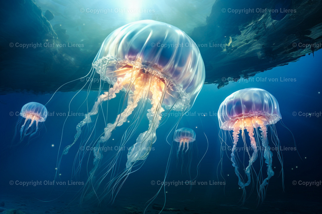 Unterwasserwelt Wandbild | Quallen unter Wasser