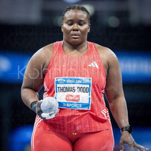 ISTAF Indoor; Duesseldorf, 24.01.2026 | DUESSELDORF, GERMANY - JANUARY 24: Danniel Thomas-Dodd (JAM), shot put, during the ISTAF Indoor Dusseldorf at PSD Bank Dome on January 24, 2026 in Duesseldorf, Germany. 