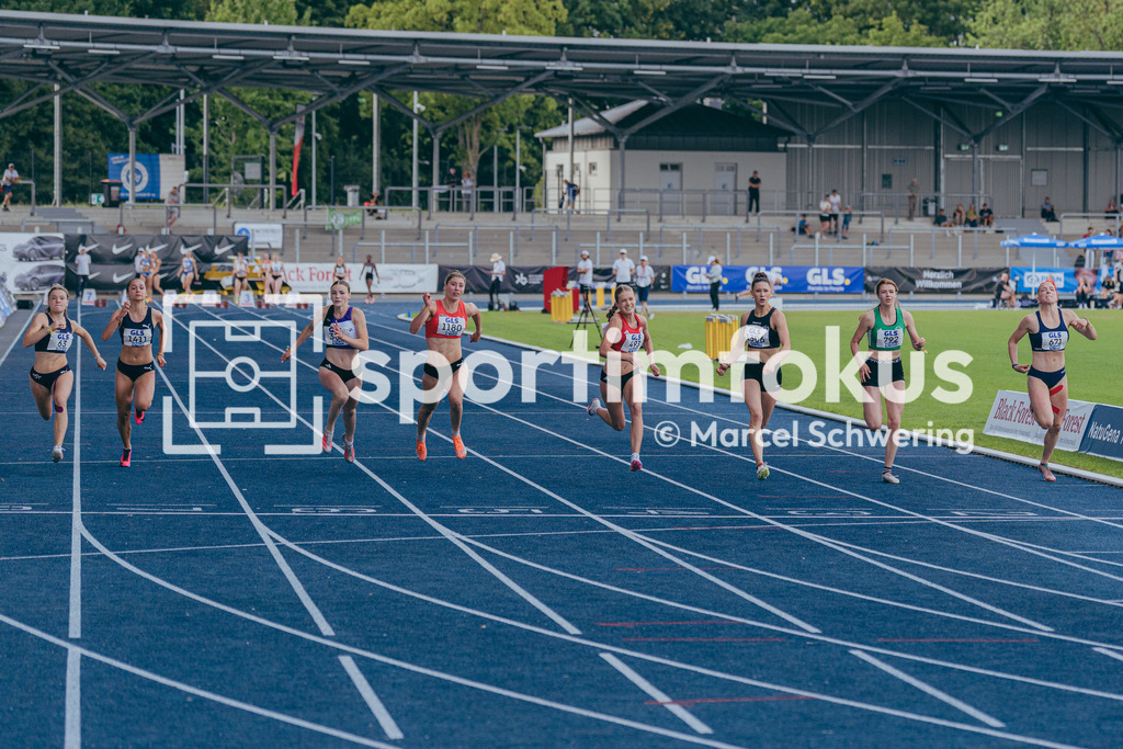 DM U23 U18 Bochum 2026 | wU18 100-Meter-Lauf Finale, Deutsche Meisterschaften der U18 &amp; U23 2026, Lohrheidestadion Bochum-Wattenscheid, 04.07.2026 Foto: Marcel Schwering / sportimfokus - Realisiert mit Pictrs.com