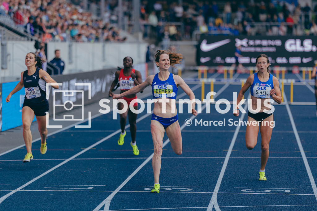 Deutsche Meisterschaften der Frauen und Männer 2026 | Eileen Demes, TV 1861 Neu-Isenburg, Sabrina Heil, VfL Sindelfingen, 400 Meter Hürden, Finale, Deutsche Meisterschaften der Frauen und Männer 2026, Lohrheidestadion Bochum-Wattenscheid, 26.07.2026. Foto: Marcel Schwering / sportimfokus - Realisiert mit Pictrs.com