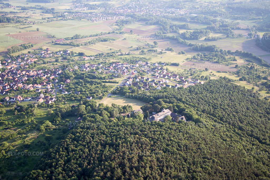 Aerial view: Gœrsdorf, conference center in Mitschdorf in the state Bas-Rhin, France.Photo: IMG_080238.jpg taken on 06/05/2015 by Werner Riehm/FLY-FOTO.comResolution of the original: 5472 x 3648 px