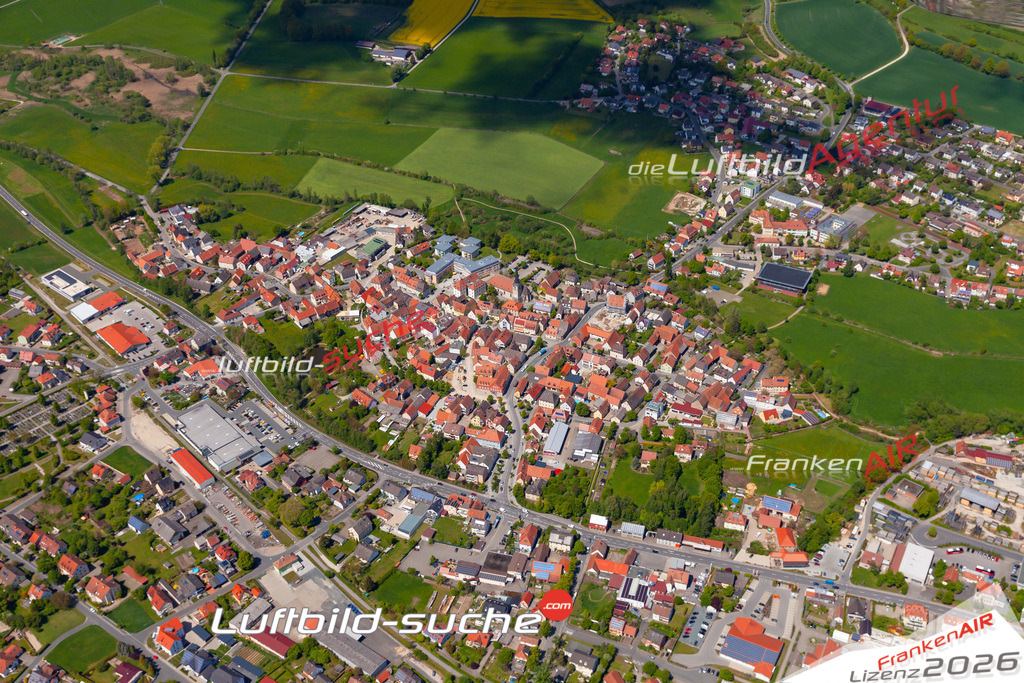 Das Luftbild der Stadt Burgebrach wurde 2019 vom Flugzeug heraus erstellt (keine Drohne) Aufnahmehöhe ca.400 Meter- hohe Auflösung- beste Druck-Qualität garantiert!