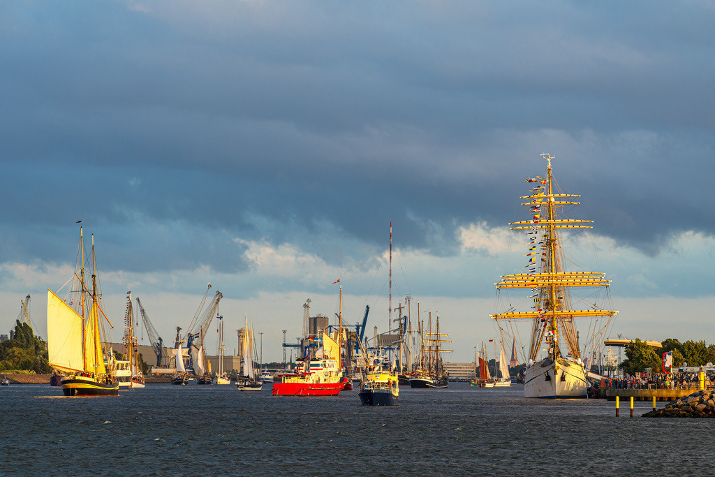 Segelschiffe auf dem Neuen Strom während der Hanse Sail in Rostock | Segelschiffe auf dem Neuen Strom während der Hanse Sail in Rostock.