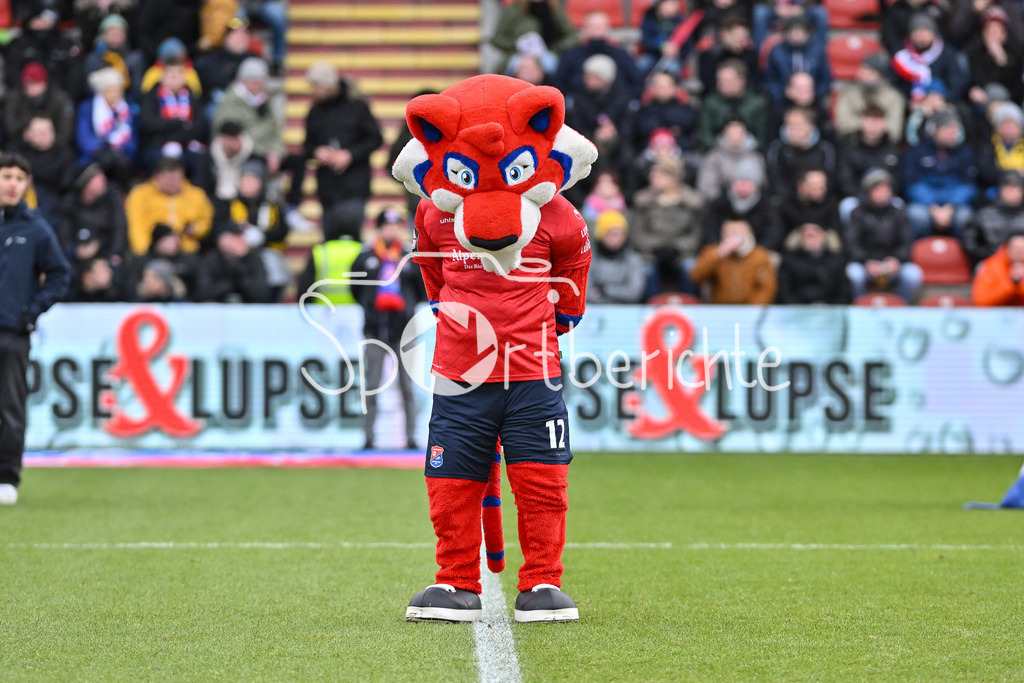 SpVgg Unterhaching - Dynamo Dresden | Das Maskottchen der Spvgg vor der Partie / Schweigeminute / Trauer / Magdeburg / Anschlag / Fonsi / Freisteller / Einzelfoto / 3. Liga: SpVgg Unterhaching - Dynamo Dresden, Uhlsportpark am 21.12.2024