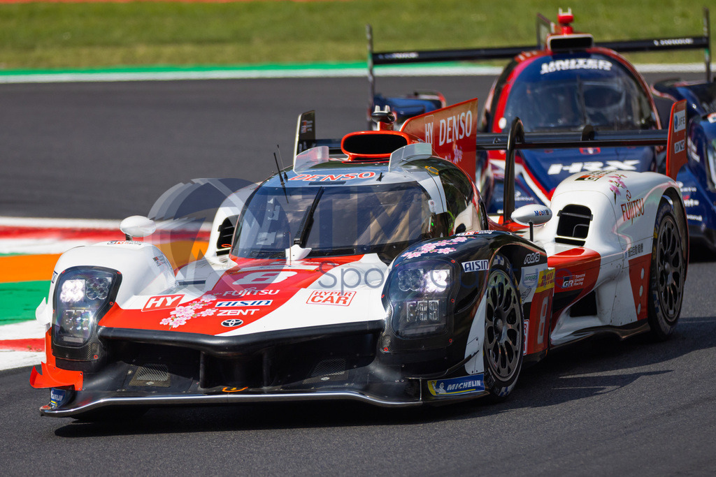 Trainproduction-20230708-0013 | MONZA,ITALY,08.Jul.23 - MOTORSPORTS - WEC, FIA World Endurance Championships, 6h of Monza, Autodromo Monza. Image shows Sebastien Buemi (SUI), Brendon Hartley (NZL) and Ryo Hirakawa (JPN/ Toyota Gazoo Racing). Photo: Trainproduction / Matthias Trinkl