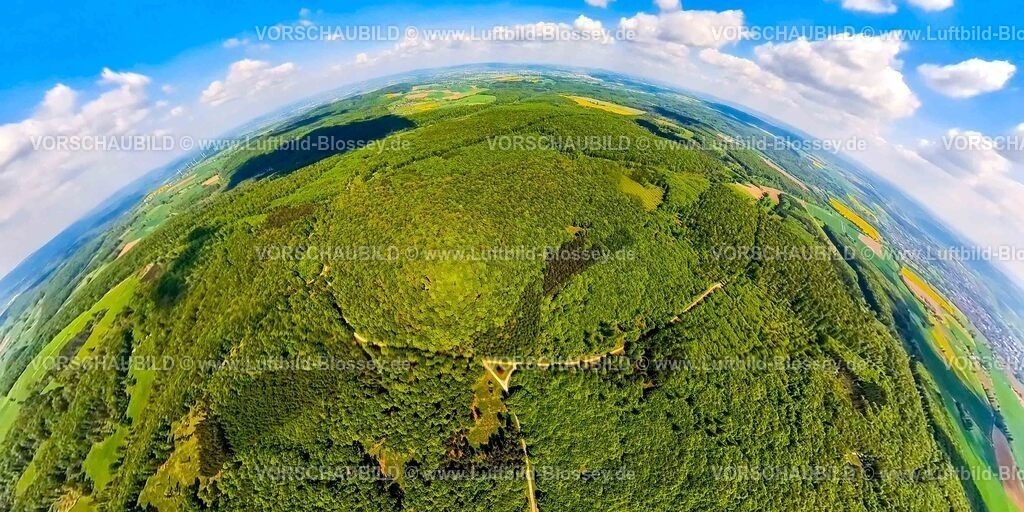 Nieheim240590464HinnenbugerForst | Luftbild, NSG Naturschutzgebiet Hinnenburger Forst mit Emder Bachtal, Waldgebiet mit Wiesen und Feldern, Erdkugel, Fisheye Aufnahme, Fischaugen Aufnahme, 360 Grad Aufnahme, tiny world, little planet, fisheye Bild, Erwitzen, Nieheim, Ostwestfalen, Nordrhein-Westfalen, Deutschland