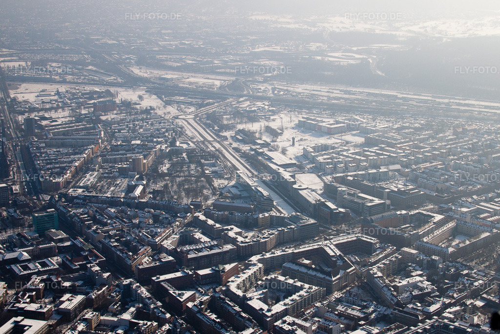 Luftbild: Kriegsstraße Ost im Ortsteil Südstadt in Karlsruhe im Bundesland Baden-Württemberg in Deutschland. Foto: IMG_24164.jpg vom 16.02.2010 durch Werner Riehm/FLY-FOTO.de