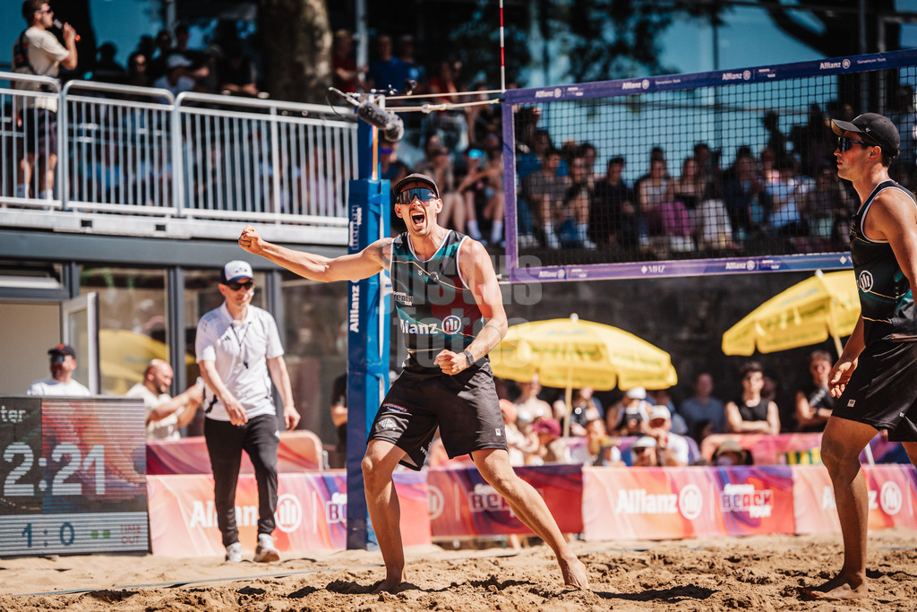Beachvolleyball | Männer | Allianz German Beach Tour 2025 | Tourstop Düsseldorf | 11.05.2025 | Lukas Pfretzschner jubelt