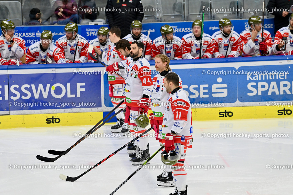 EC IDM WÄRMEPUMPEN VSV vs. HCB Südtirol Alperia | Starting six HC Bozen, #11 Cristiano Digiacinto HCB Südtirol Alperia, #73 Philip Samuelsson HCB Südtirol Alperia, #44 Scott Valentine HCB Südtirol Alperia, EC IDM WÄRMEPUMPEN VSV vs. HCB Südtirol Alperia, EC IDM WÄRMEPUMPEN VSV vs. HCB Südtirol Alperia am 28.12.2025 in Villach (Stadthalle Villach), Austria, (Photo by Bernd Stefan)