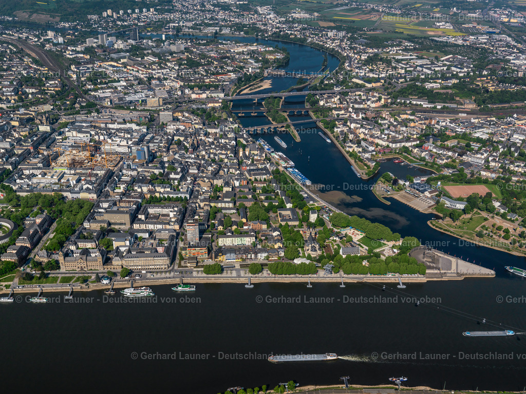 3197068 | Moselmündung in den Rhein bei Koblenz, Deutsches Eck