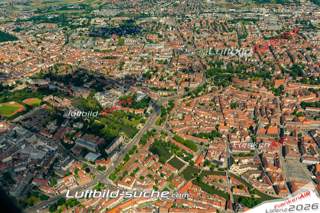 Das Luftbild zeigt :  Nürnberg - Die Luftaufnahme wurde 2024 vom UL-Flugzeug aus erstellt ( keine Drohne ) - Hochauflösende Luftaufnahme - Für grossformatige Ausdrucke geeignet. Die Geschenkidee !Mit Lizenz und Bildrechte bestellbar
