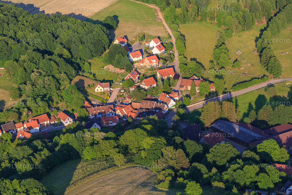 Luftbild: Ortsteil Petit Wingen von Westen in Wingen im Bundesland Bas-Rhin in Frankreich. – Foto: IMG_080313.jpg vom 05.06.2015 durch Werner Riehm/FLY-FOTO.de – Auflösung des Originals: 5472 x 3648 px