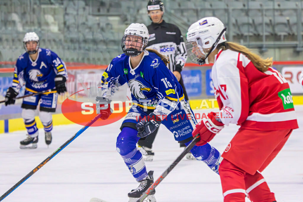 Eishockey DEBL 2023/24 | Eishockey DEBL 2023/24, KAC Frauen - Villach Lady Hawks am 27.09.2023 in Klagenfurt (Heidi Horten Arena), Austria, (Photo by Ernst Krawagner sport-fan.at) - Realisiert mit Pictrs.com