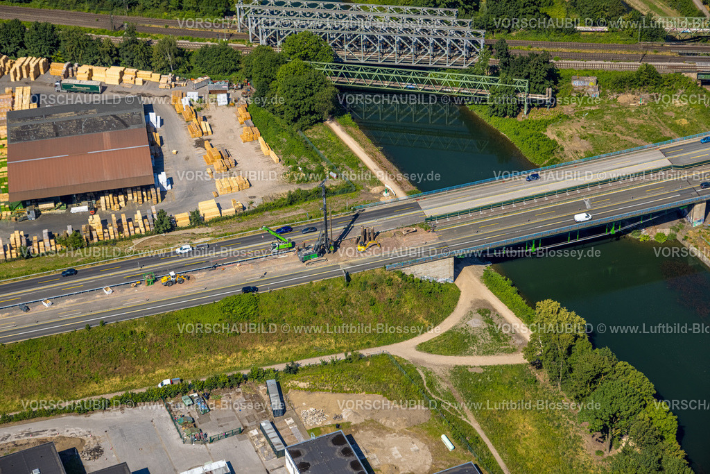 Herne230702350 | Luftbild, Bauarbeiten an der Emschertalbrücke der  Autobahn A43, Rhein-Herne-Kanal, Baukau, Herne, Ruhrgebiet, Nordrhein-Westfalen, Deutschland