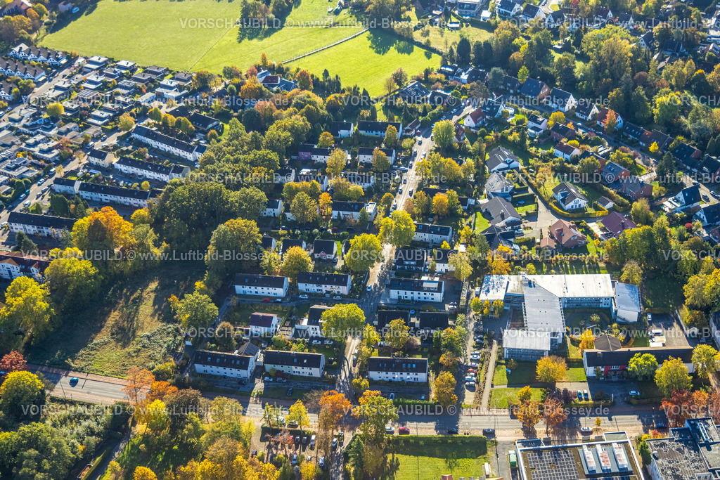 Hamm251001329 | Luftbild, Reihenhaus Wohngebiet Fasanenstraße und Am Huckenholz mit Wiesenfläche, Uentrop, Hamm, Ruhrgebiet, Nordrhein-Westfalen, Deutschland