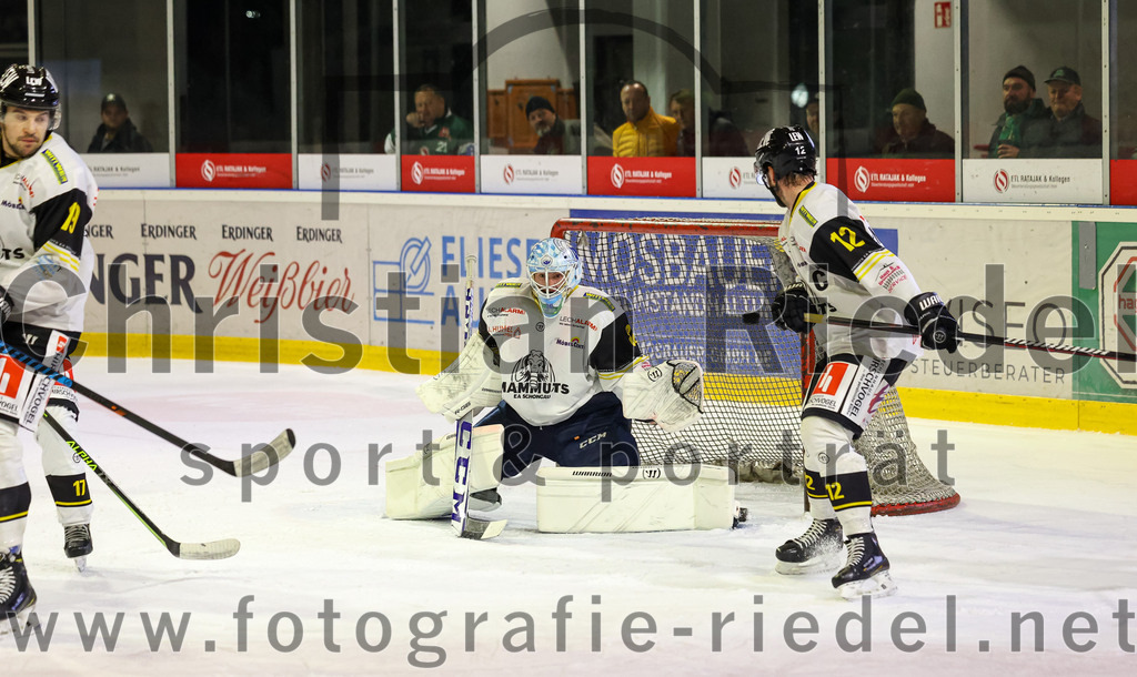 2023-11-17_127_TSV_Erding_gegen_EA_Schongau | Erding, Deutschland, 17.11.2023:
Eishockey, Bayernliga Vorrunde 2023 / 2024, 10. Spieltag, TSV Erding gegen EA Schongau, Endergebnis: 12:4

Torwart Xaver Nagel (EA Schongau, #80), Jonas Lautenbacher (EA Schongau, #12)

Foto: Christian Riedel / fotografie-riedel.net