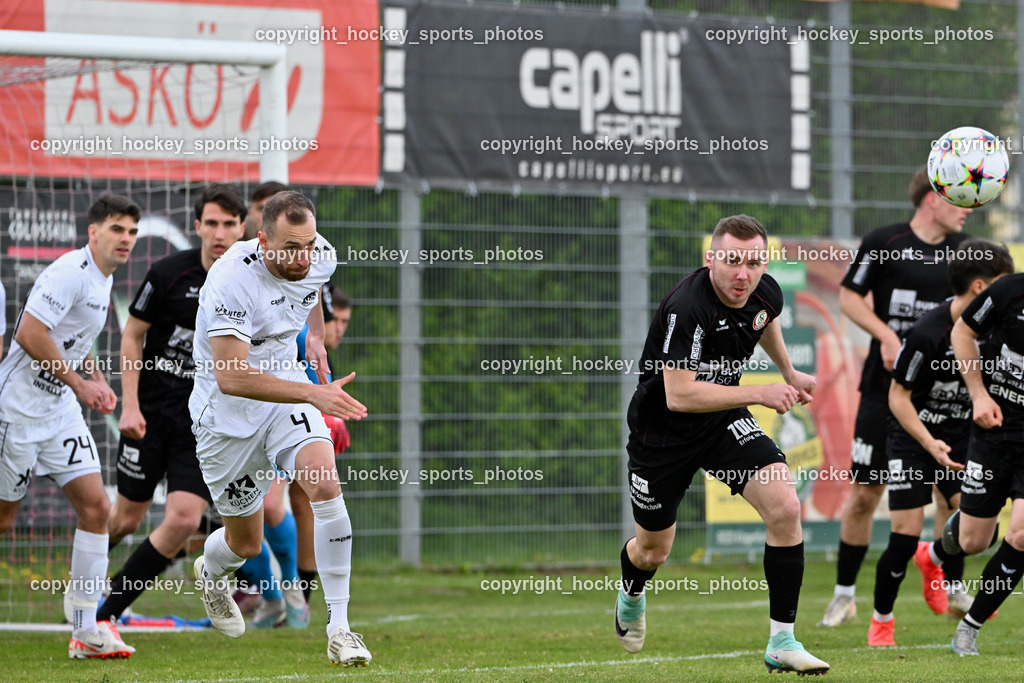 ASK Klagenfurt vs. SK Vorwärts Steyr 21.4.2024 | #4 Mateo Grubor ASK Klagenfurt, #24 Mirsad Sulejmanovic SK Vorwärts Steyr, ASK Klagenfurt vs. SK Vorwärts Steyr 21.4.2024, ASK Klagenfurt vs. SK Vorwärts Steyr am 21.04.2024 in Klagenfurt (ASK Sportzentrum Fischl), Austria, (Photo by Bernd Stefan)