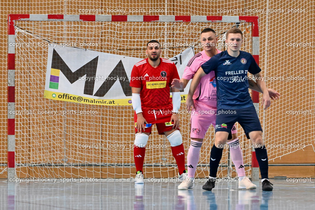 Carinthia Flamengo Futsal Club vs. LPSV-K | #6 Senad Huseinbasic LPSV-K, #10 Nives Ducanovic Carinthia Flamengo, #1 Youssef Helal Carinthia Flamengo, Carinthia Flamengo Futsal Club vs. LPSV-K, Carinthia Flamengo Futsal Club vs. LPSV-K am 03.11.2024 in Klagenfurt (Ballspielhalle Viktring), Austria, (Photo by Bernd Stefan)