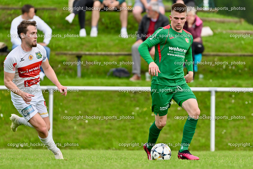 FC ASKÖ Gmünd vs. Rapid Lienz  | #9 Lukas Matthias Lassnig Rapid Lienz, #23 Nermin Hasancevic Stranner ASKÖ Gmünd, FC ASKÖ Gmünd vs. Rapid Lienz , FC ASKÖ Gmünd vs. Rapid Lienz  am 02.06.2024 in Gmünd (Sportplatz Gmünd), Austria, (Photo by Bernd Stefan)