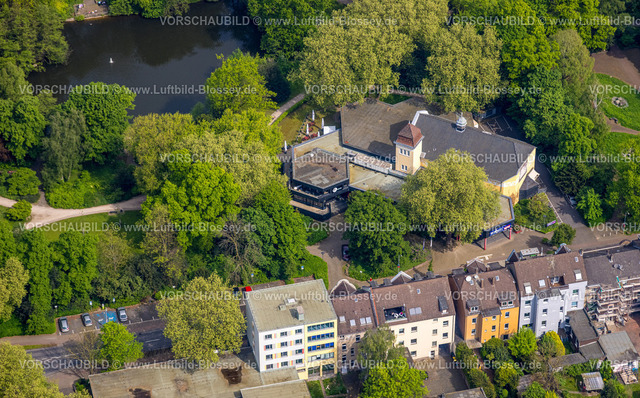 Herne240500549 | Luftbild, Mondpalast von Wanne-Eickel Theater und Events im Stadtgarten mit See, grüne Bäume, Wanne, Herne, Ruhrgebiet, Nordrhein-Westfalen, Deutschland