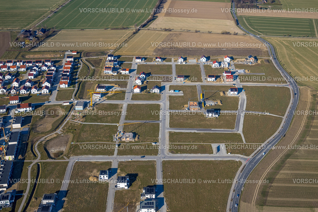 Soest250306597 | Luftbild, Baustelle für Neubau Wohngebiet Wohnquartier Neuer Soester Norden, zwischen Oestinghauser Landstraße und Weslarner Weg, Wiesen und Felder, Walburger, Soest, Soester Börde, Nordrhein-Westfalen, Deutschland