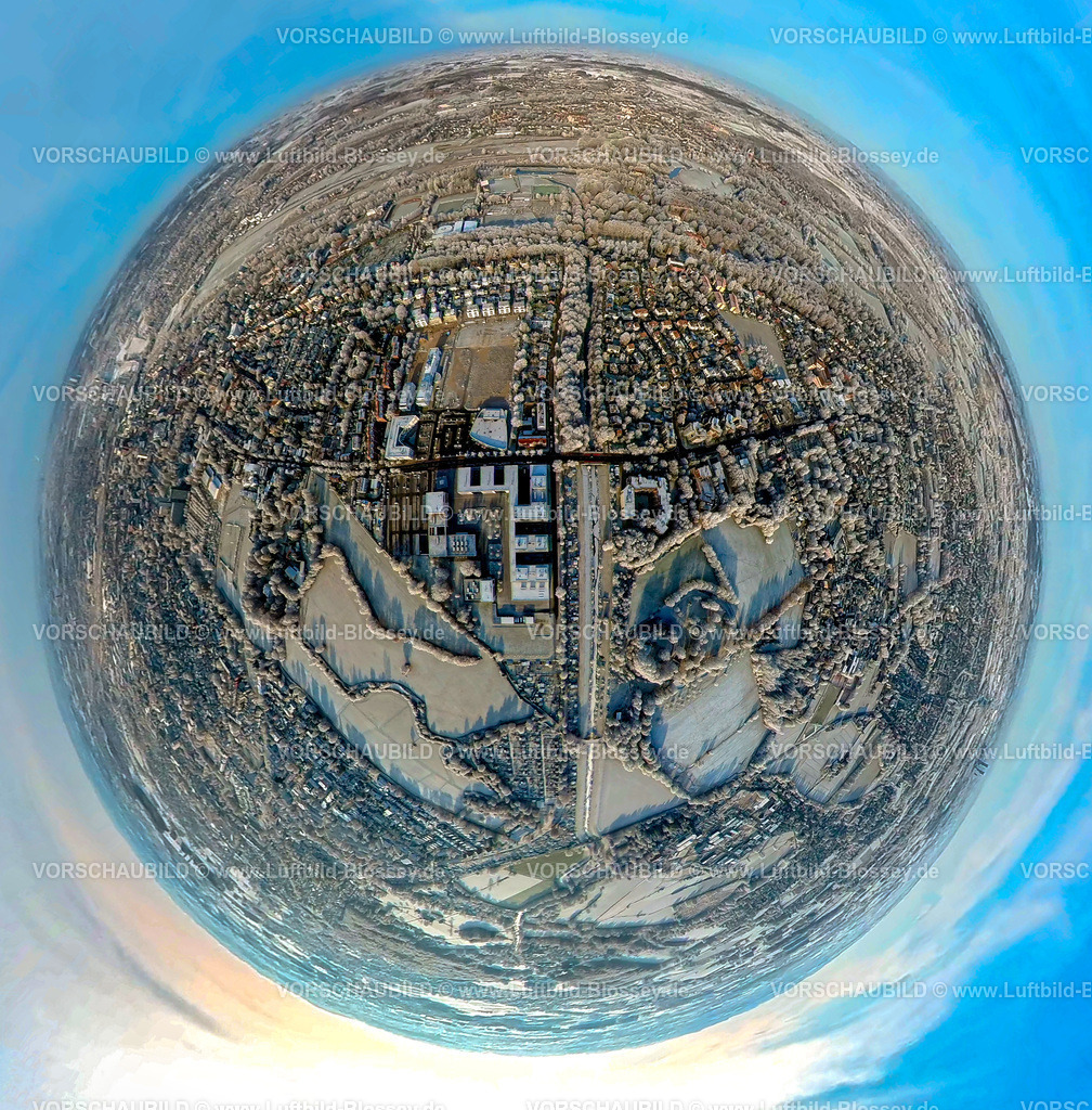 Hamm221290001HSHL1 | Luftbild von Hamm im Schnee, fisheye,  Uentrop, Hamm, Ruhrgebiet, Nordrhein-Westfalen, Deutschland