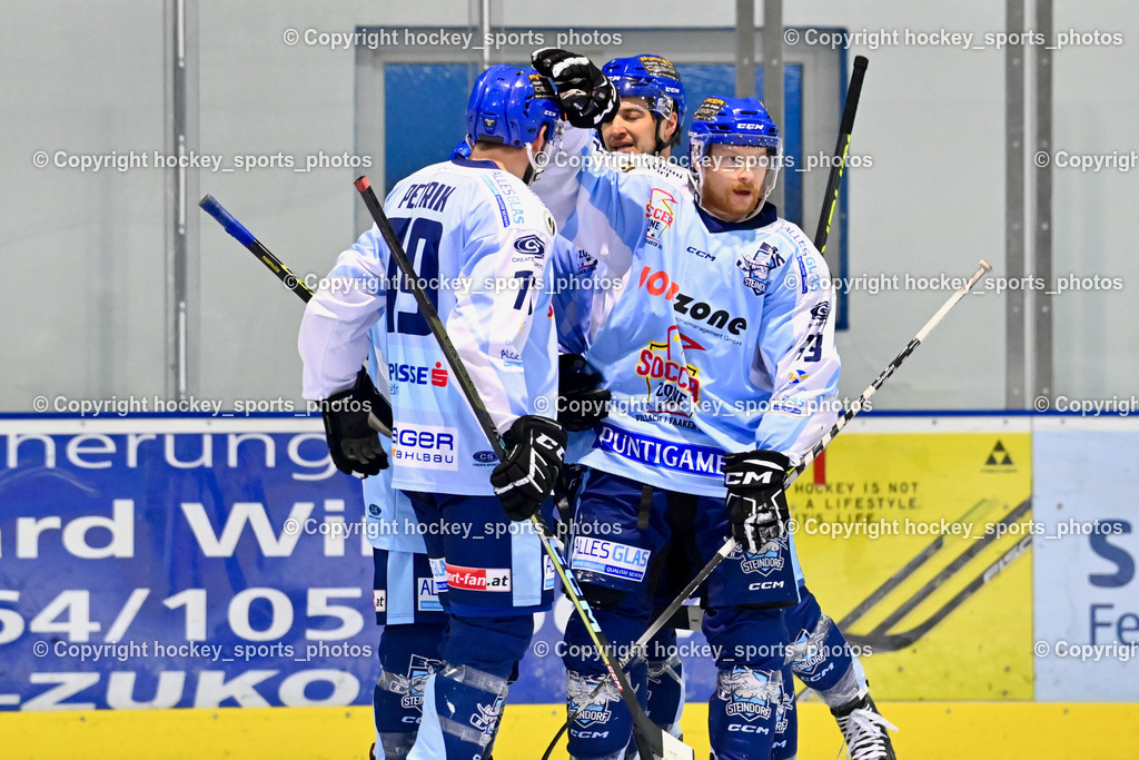 ESC Steindorf vs. HC Kufstein Dragons 25.2.2023 | Jubel ESC Steindorf Mannschaft, #79 Petrik Benjamin, #28 Bacher Stefan, #33 Wiedergut Andreas