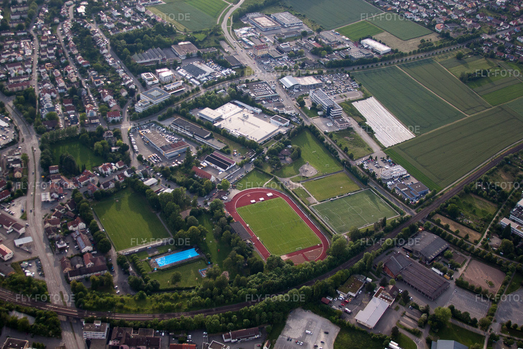 Luftbild: Volksbankstadion in Herrenberg im Bundesland Baden-Württemberg in Deutschland. Foto: IMG_66904.jpg vom 07.06.2014 durch Werner Riehm/FLY-FOTO.de