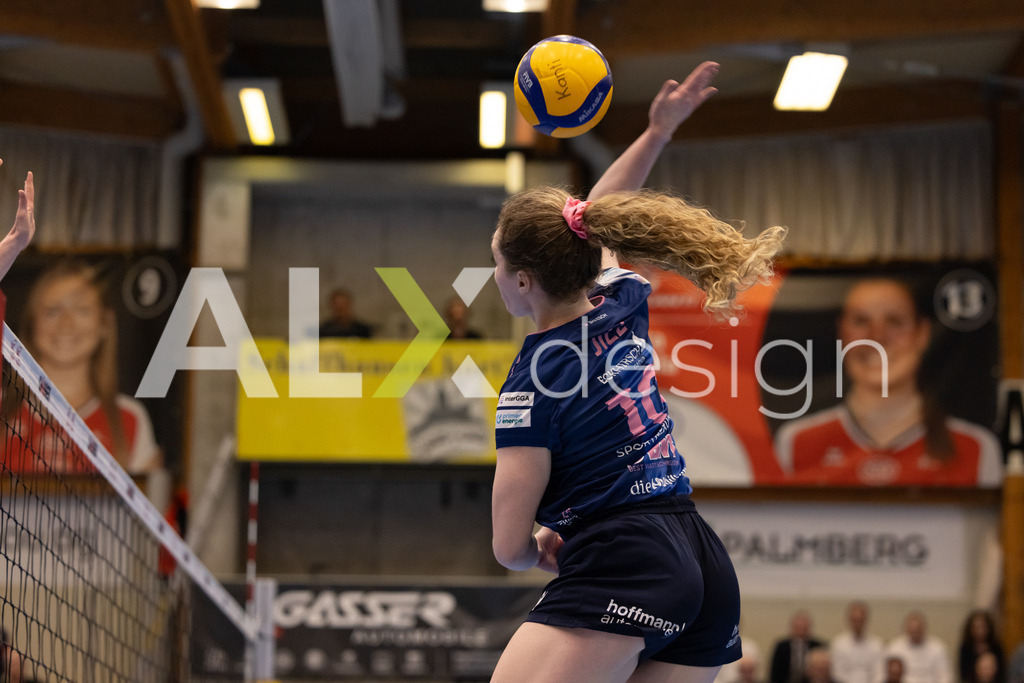 Volleyball I Frauen I Saison 2025-2026 I Volleyball NLA | Women I 1/2 Finals I  VC Kanti Schaffhausen - Sm'Aesch Pfeffingen I 18.03.2026 | 10 Jillian Gillen (USA) (Sm'Aesch Pfeffingen) – Außenangriff - Realisiert mit Pictrs.com