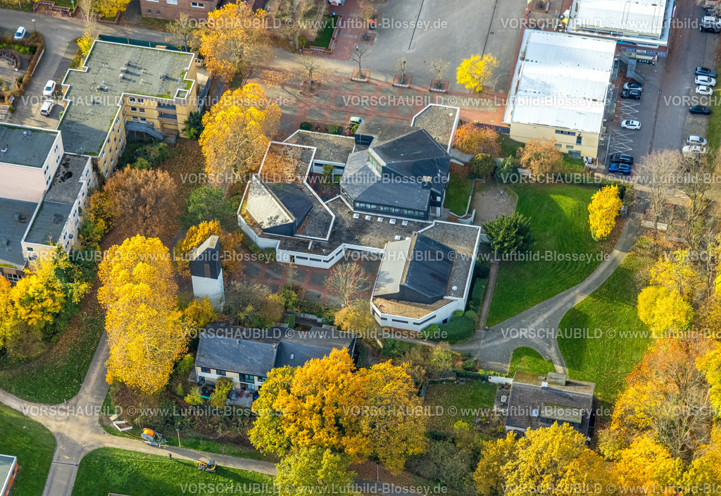 Hagen251102769 | Luftbild, Evang. Lydia Kirchengemeind, herbstliche Bäume, Boele, Hagen, Ruhrgebiet, Nordrhein-Westfalen, Deutschland