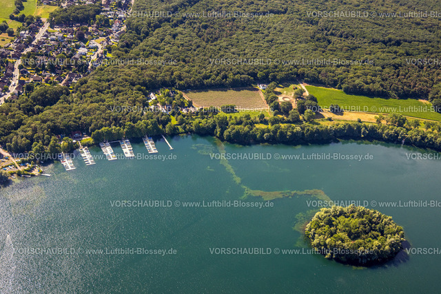 Duisburg230706837 | Luftbild, Lohheidesee, Bootsanlegestelle, Insel im See, Baerl, Duisburg, Ruhrgebiet, Nordrhein-Westfalen, Deutschland