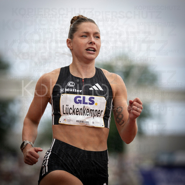 Golden Oval; Dresden, 31.05.2026 | DRESDEN , GERMANY - MAY 31:  Gina Lueckenkemper (GER / Germany) competes in the 100m final during the Golden Oval Continental Tour Silver meeting on May 31, 2026 at Heinz-Steyer-Stadion in Dresden, Saxony, Germany.