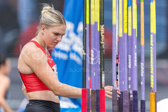 Deutsche Leichtathletik-Meisterschaften; Bochum-Wattenscheid, 26.07.2026 | Marie Dehning (TSV Bayer o4 Leverkusen), Speerwurf; Deutsche Leichtathletik-Meisterschaften am 26.07.2026 im Lorheide-Stadion, Bochum-Wattenscheid (Nordrhein-Westfalen).