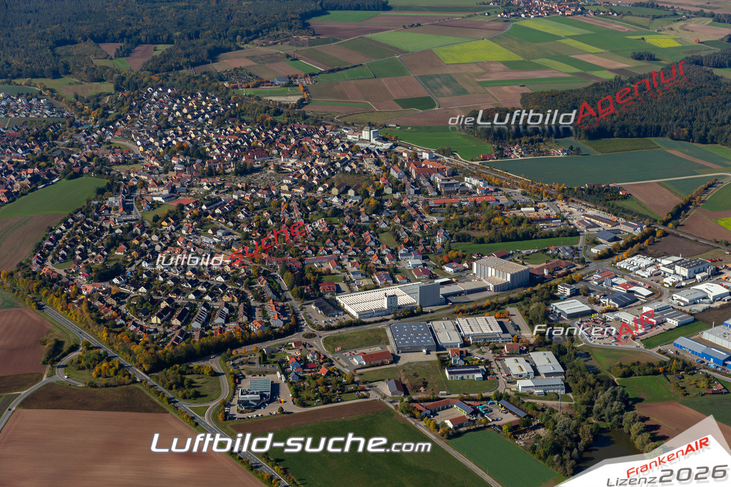aktuelles Luftbild von  Heilsbronn - Luftaufnahme wurde 2019 von https://frankenair.de mittels Flugzeug (keine Drohne) erstellt.