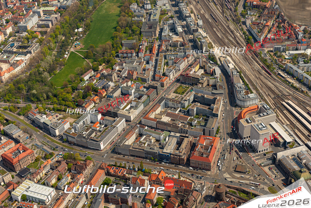 Das Luftbild zeigt Marienvorstadt Nürnberg - Die Luftaufnahme wurde 2023 vom UL-Flugzeug aus erstellt ( keine Drohne ) - Hochauflösende Luftaufnahme - Für grossformatige Ausdrucke geeignet. Die Geschenkidee !Mit Lizenz und Bildrechte bestellbar
