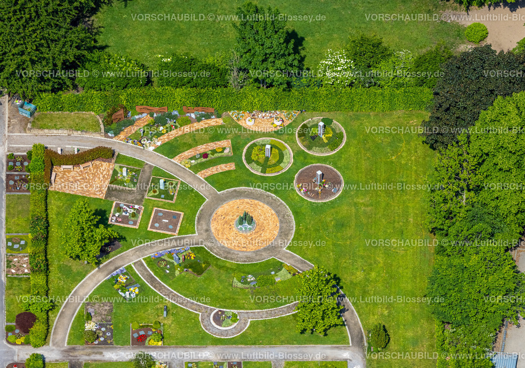 Herne220502878 | Luftbild, Friedhof Wanne Süd mit Formen und Farben, Hordel, Bochum, Ruhrgebiet, Nordrhein-Westfalen, Deutschland