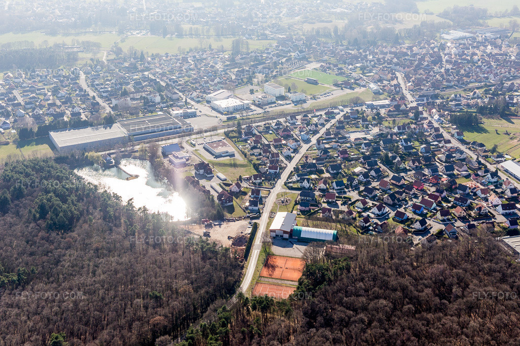 Aerial view: View of the town in Laubach in the state Bas-Rhin, France.Photo: IMG_097474.jpg taken on 03/16/2017 by Werner Riehm/FLY-FOTO.comResolution of the original: 5472 x 3648 px