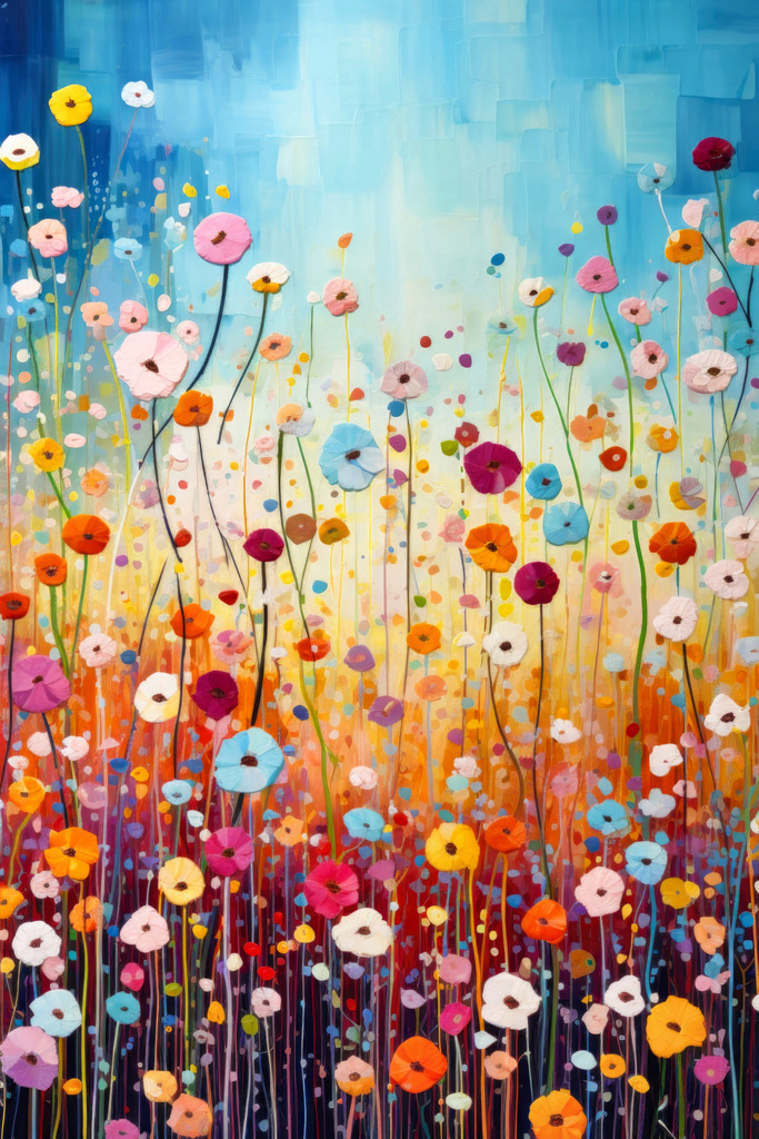 10231007 - Bunte Blumen | Ein buntes Motiv von Wiesenblumen im Gemälde-Look.